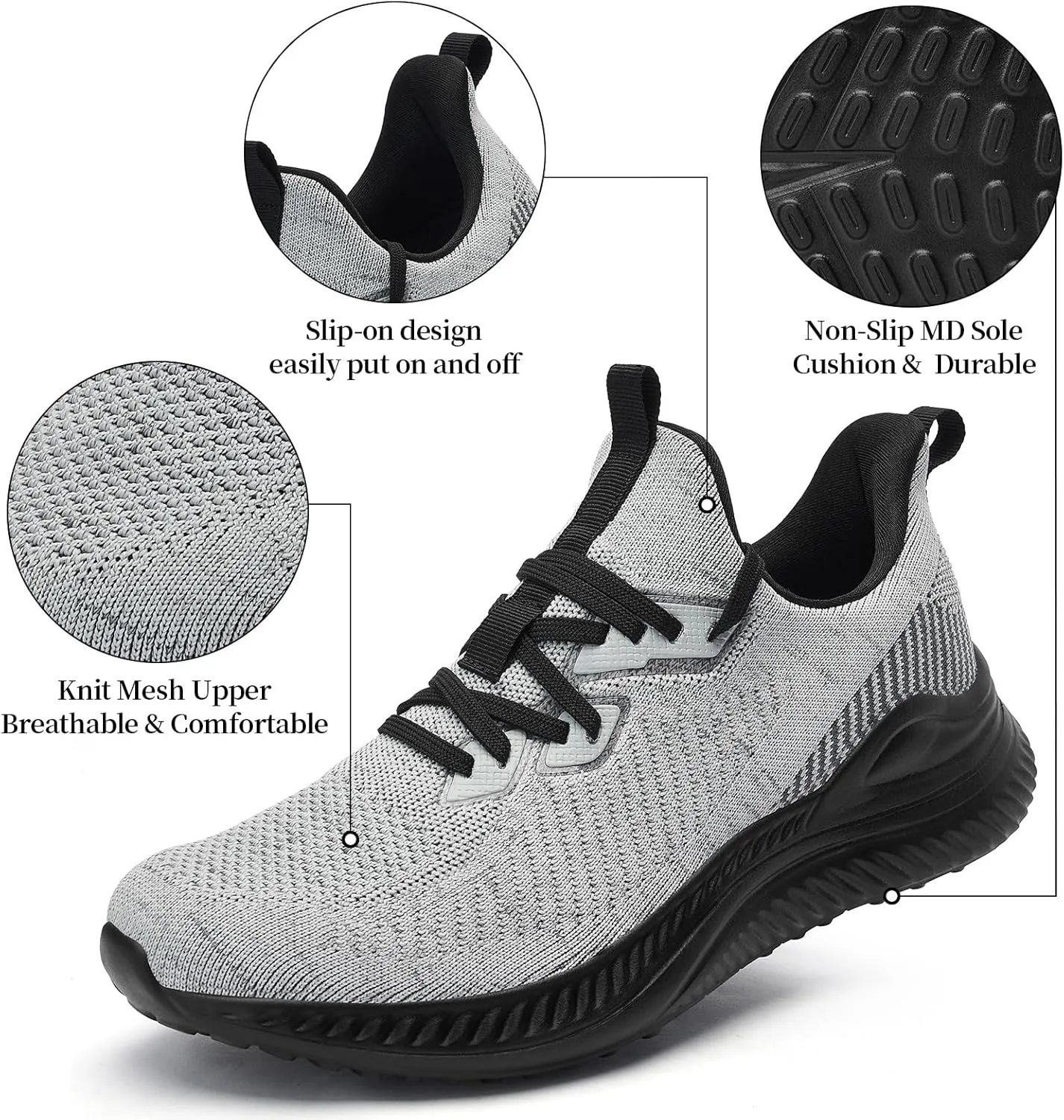 Slow Man Mens Walking Sneakers Wide Width Slip on Tennis Shoes,Lightweight Breathable Running Shoes,Ideal for Athletic Workout Gym Jogging and Casual Wear