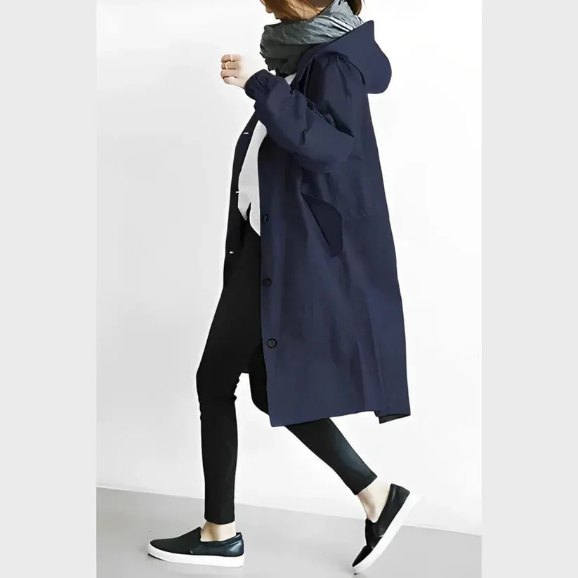Solvra | Long, windproof jacket with a hood
