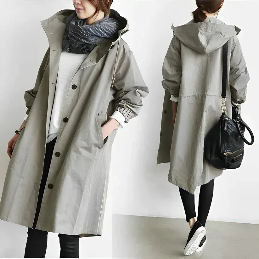 Solvra | Long, windproof jacket with a hood