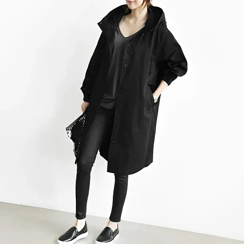 Solvra | Long, windproof jacket with a hood