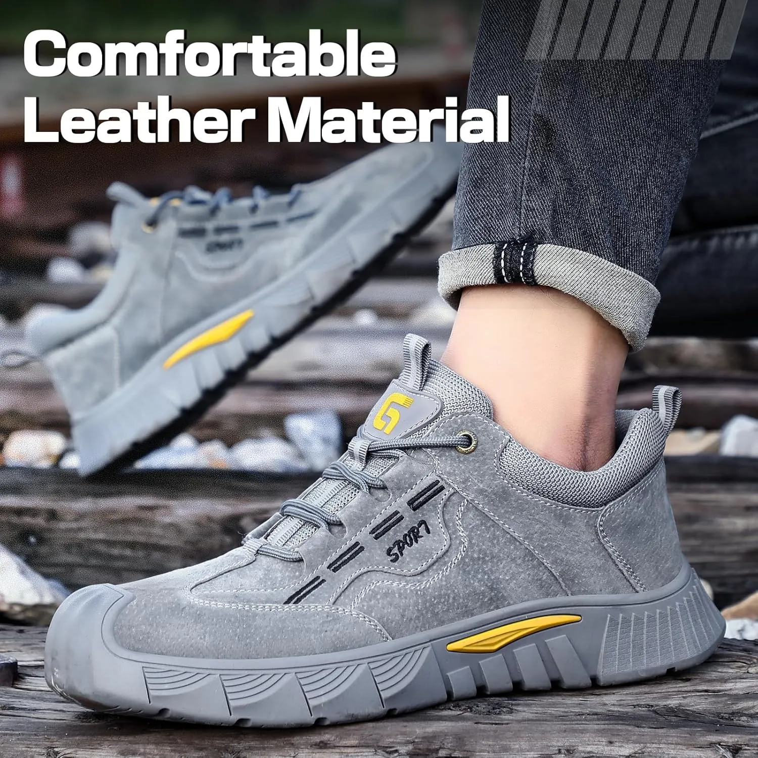 Steel Toe Shoes for Men Women Lightweight Work Shoes Mens Indestructible Safety Sneakers Puncture Proof Construction Shoe Composite Toe Sneakers