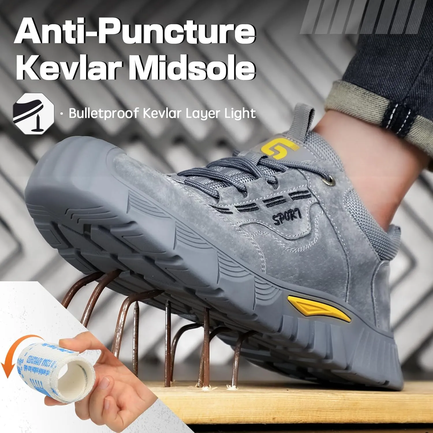Steel Toe Shoes for Men Women Lightweight Work Shoes Mens Indestructible Safety Sneakers Puncture Proof Construction Shoe Composite Toe Sneakers