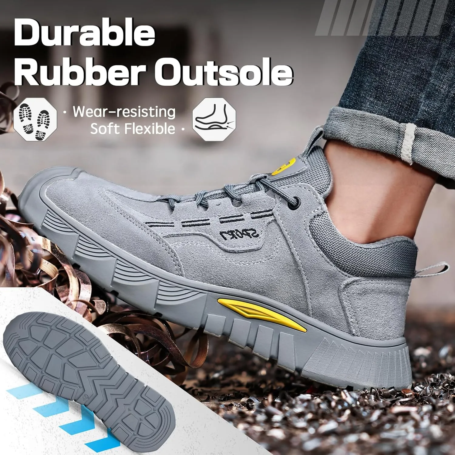 Steel Toe Shoes for Men Women Lightweight Work Shoes Mens Indestructible Safety Sneakers Puncture Proof Construction Shoe Composite Toe Sneakers
