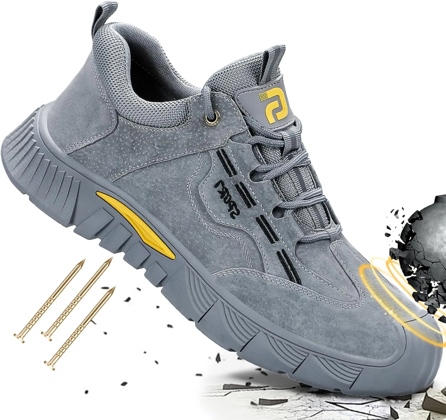 Steel Toe Shoes for Men Women Lightweight Work Shoes Mens Indestructible Safety Sneakers Puncture Proof Construction Shoe Composite Toe Sneakers
