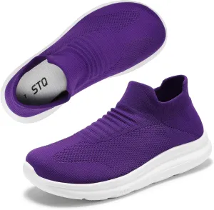 STQ Wide Toe Box Walking Shoes Women : Sock Orthopedic Slip On Shoe, Non-Slip Comfort Mesh Diabetic Sneakers for Plantar Fasciitis Relief, Bunions