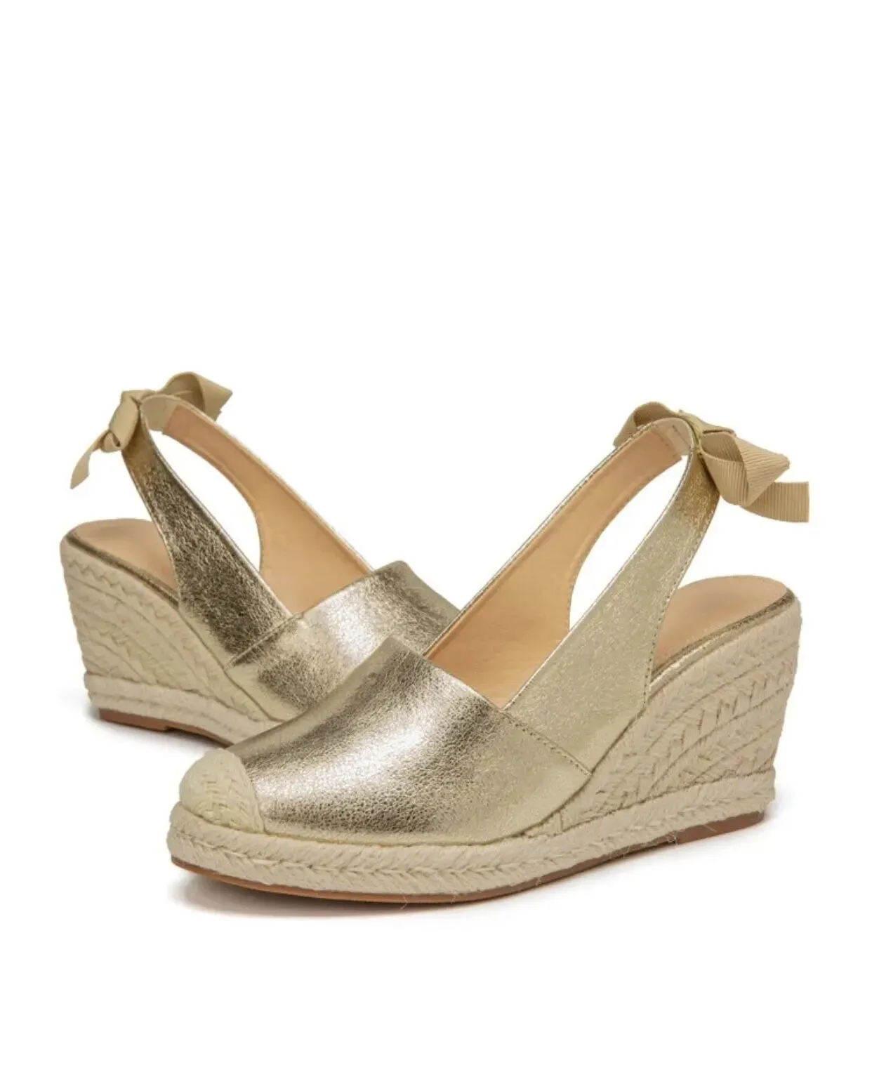 Stylish Wedge Espadrilles | Gold | Leather | Perfect for Summer and Casual Wear