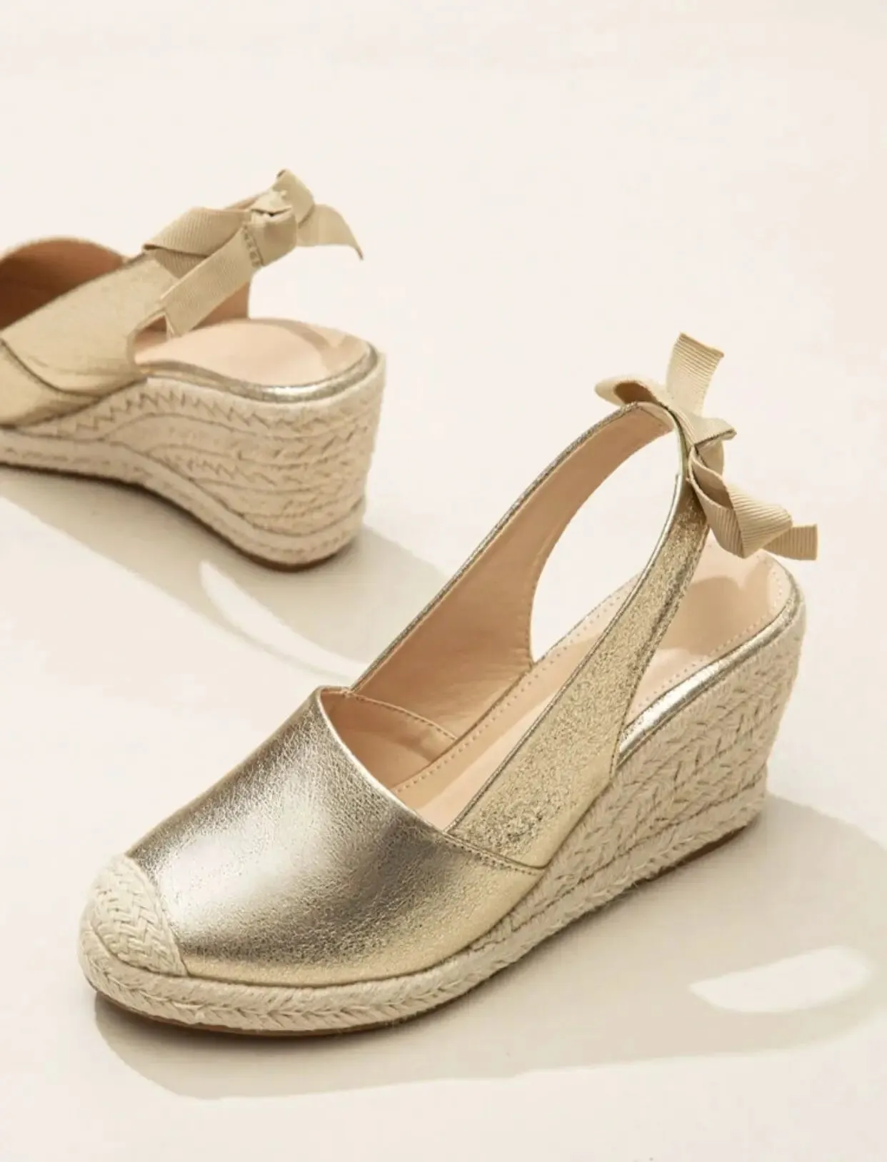 Stylish Wedge Espadrilles | Gold | Leather | Perfect for Summer and Casual Wear