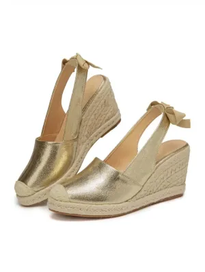 Stylish Wedge Espadrilles | Gold | Leather | Perfect for Summer and Casual Wear