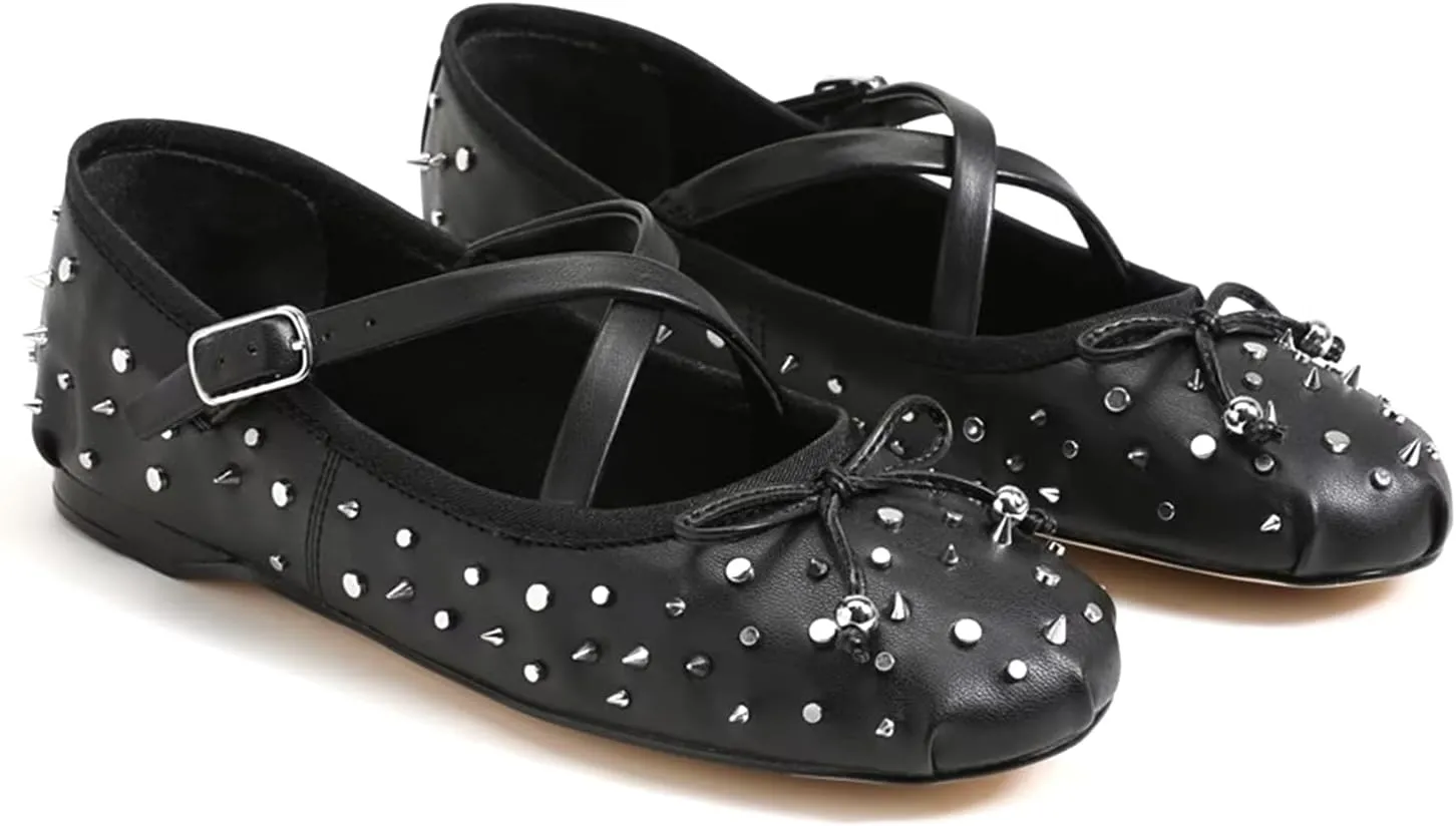 Suede Leather Ballet Flats Shoes for Women Cute Round Toe Slip On Mary Jane Flats Comfy Ballerina Flat Shoes Causal Daily Shoes with Strap