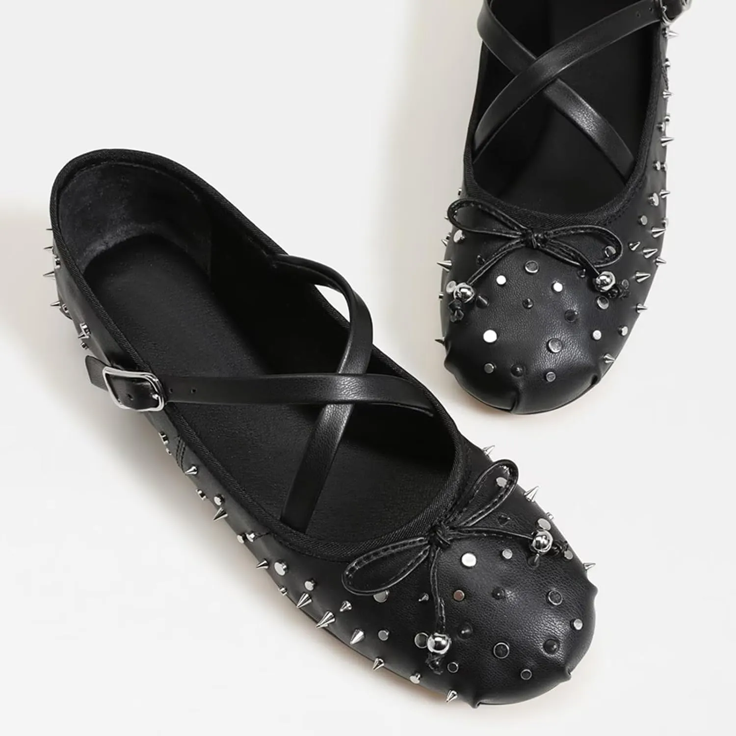 Suede Leather Ballet Flats Shoes for Women Cute Round Toe Slip On Mary Jane Flats Comfy Ballerina Flat Shoes Causal Daily Shoes with Strap
