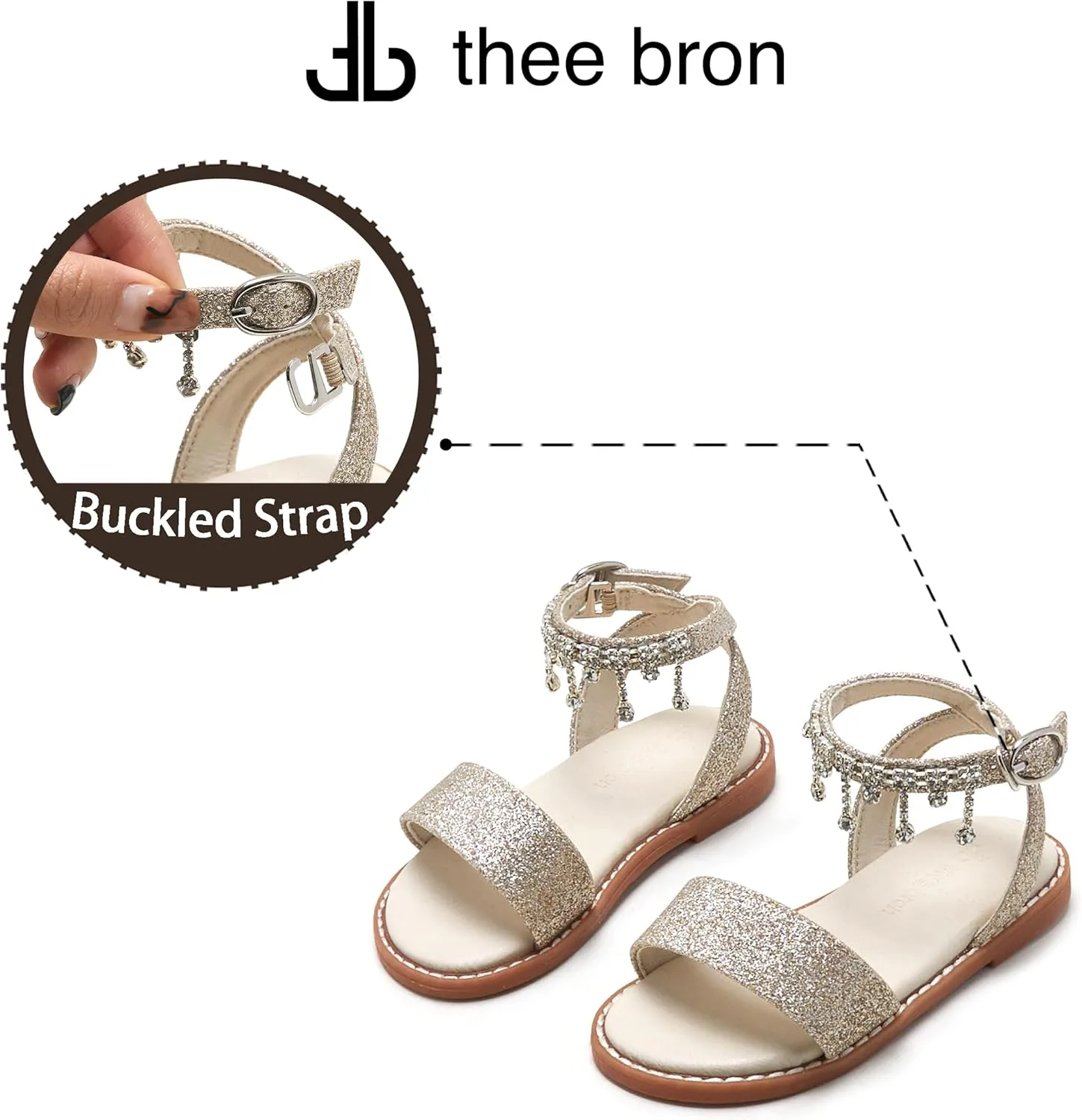 THEE BRON Toddler Girls Dress Sandals Kids Butterfly Floral Summer Sandalias Shoes