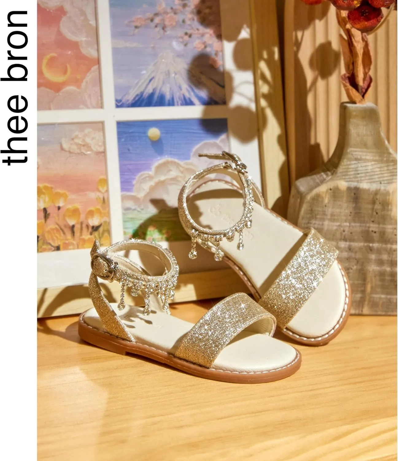 THEE BRON Toddler Girls Dress Sandals Kids Butterfly Floral Summer Sandalias Shoes