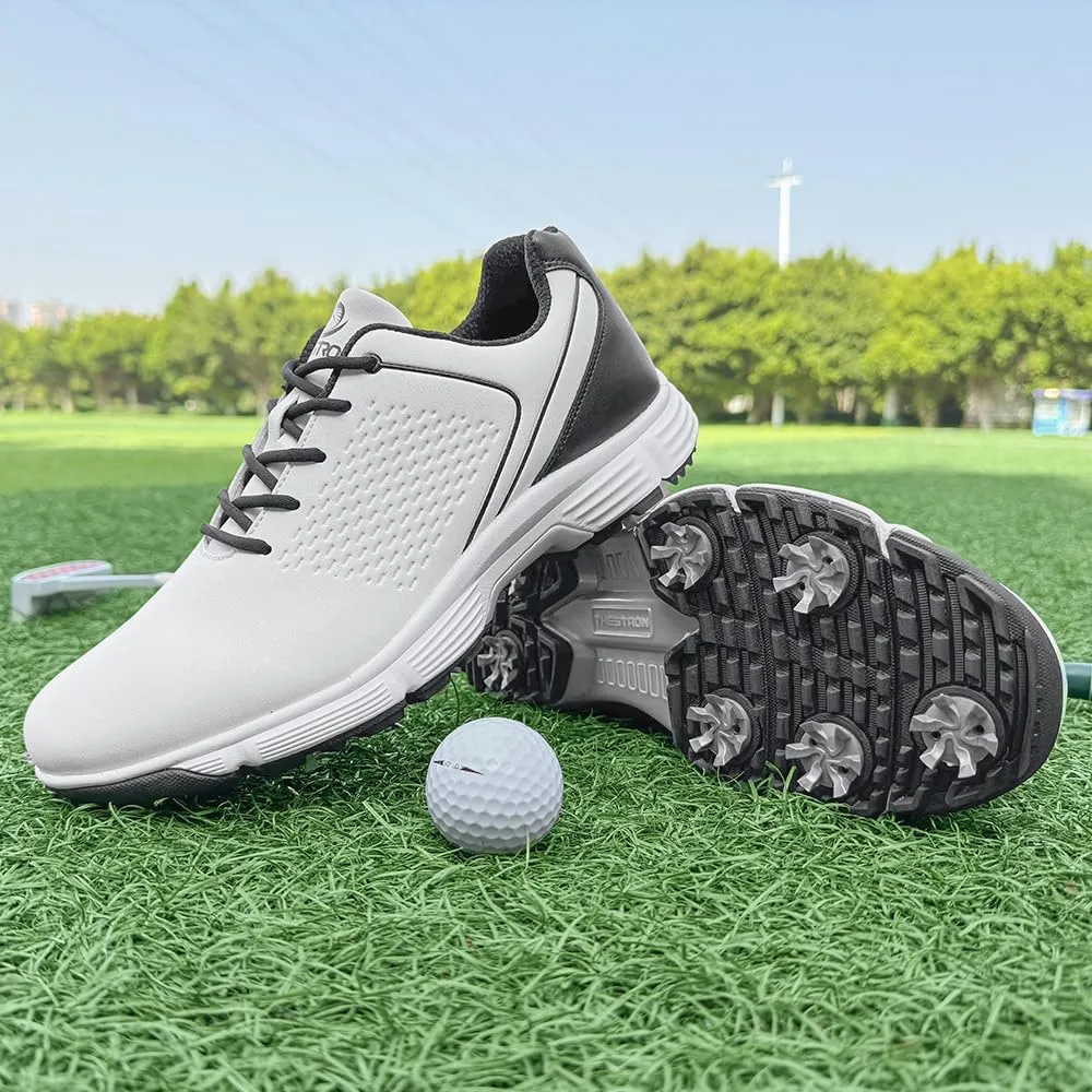 THESTRON Professional Golf Shoes for Men 7 Spikes Non-Slip Outdoor Golf Sport Training Sneakers Mens Comfortable Sport Shoes for Golfing Size 7-15