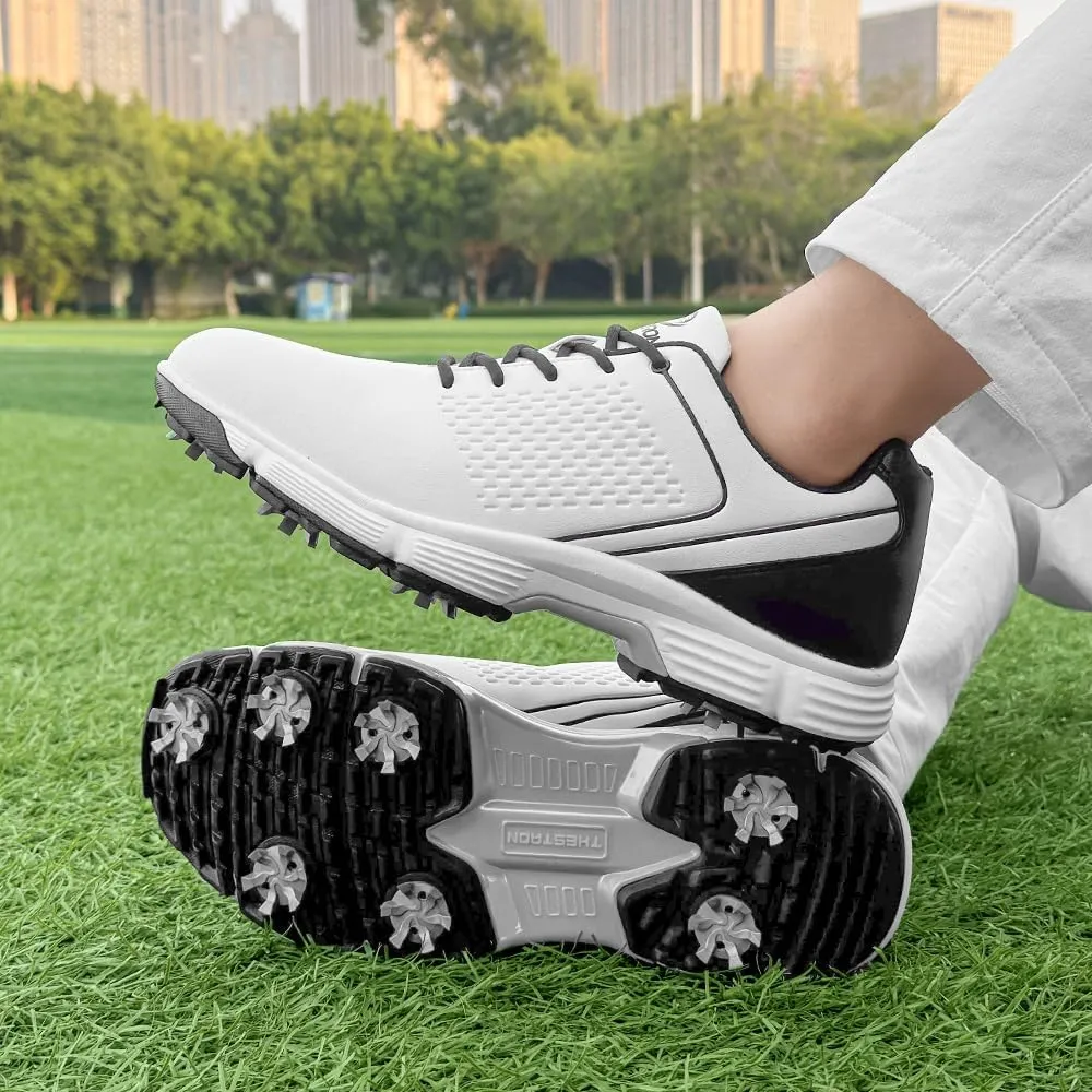 THESTRON Professional Golf Shoes for Men 7 Spikes Non-Slip Outdoor Golf Sport Training Sneakers Mens Comfortable Sport Shoes for Golfing Size 7-15