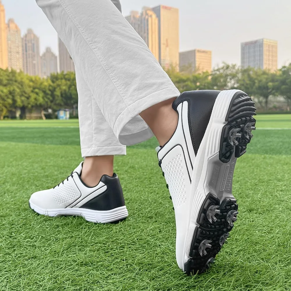 THESTRON Professional Golf Shoes for Men 7 Spikes Non-Slip Outdoor Golf Sport Training Sneakers Mens Comfortable Sport Shoes for Golfing Size 7-15