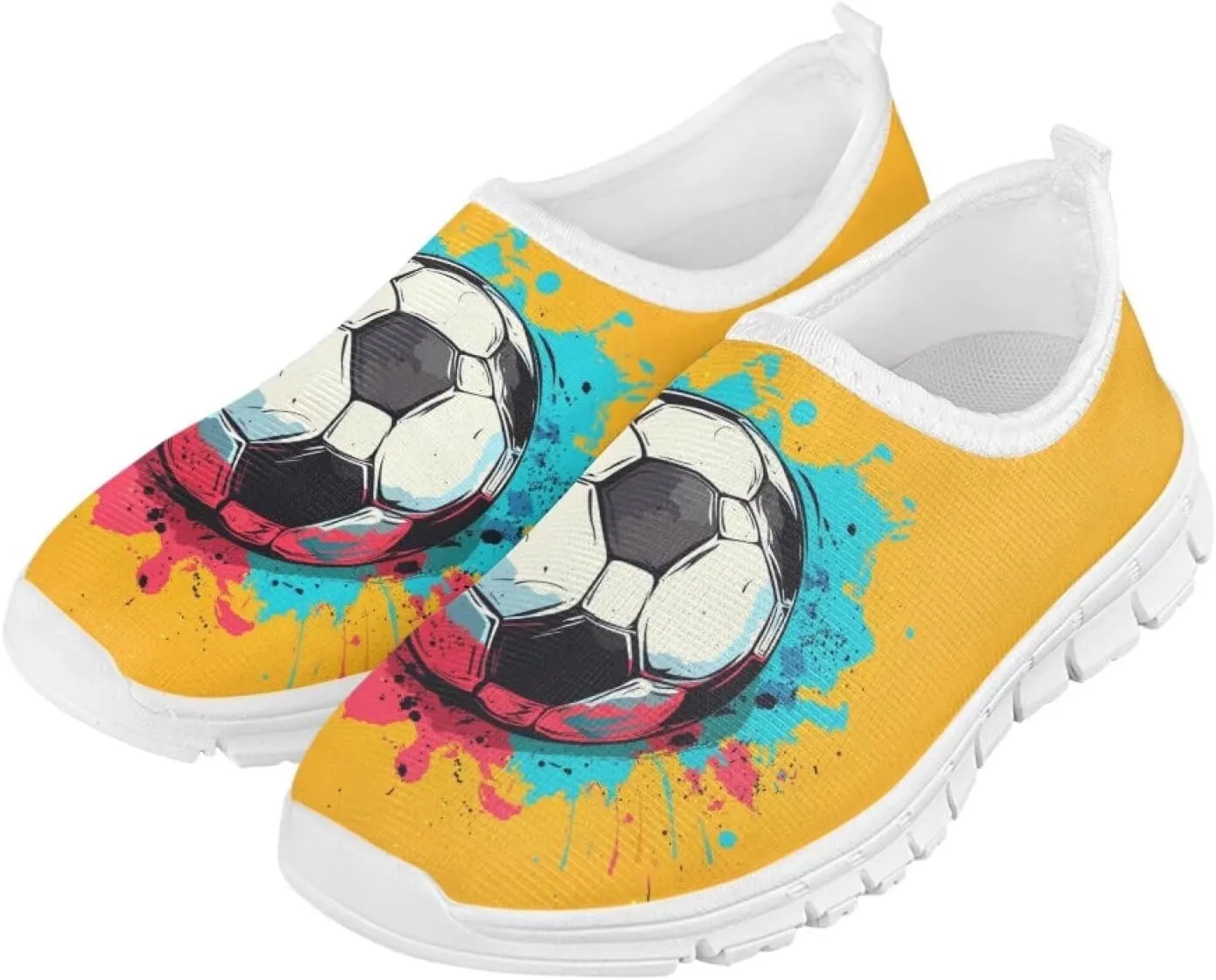 TODIYADDU Soccer Basketball Sports Lover Shoes for Boys Athletic Slip On Sneakers, White