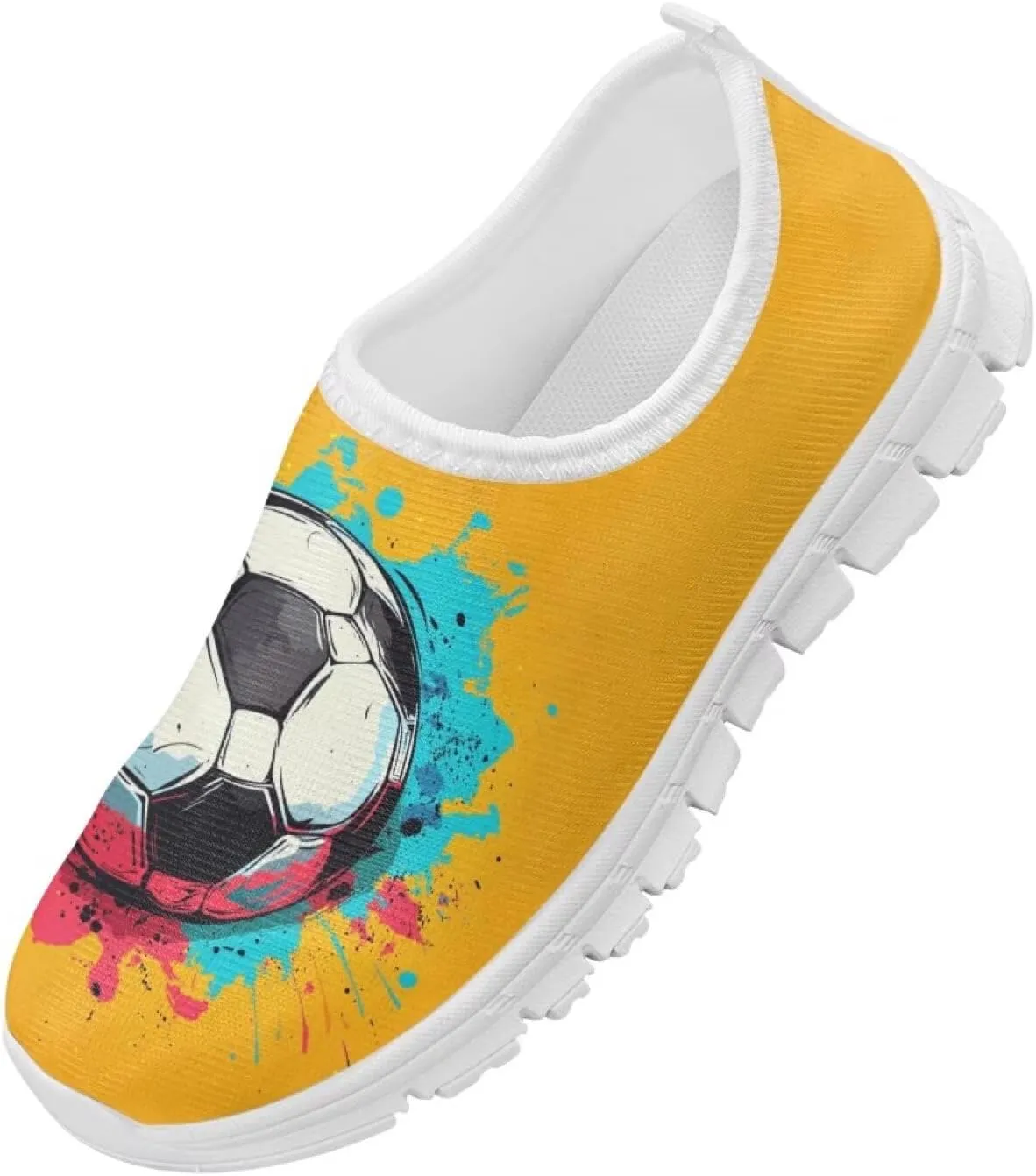 TODIYADDU Soccer Basketball Sports Lover Shoes for Boys Athletic Slip On Sneakers, White