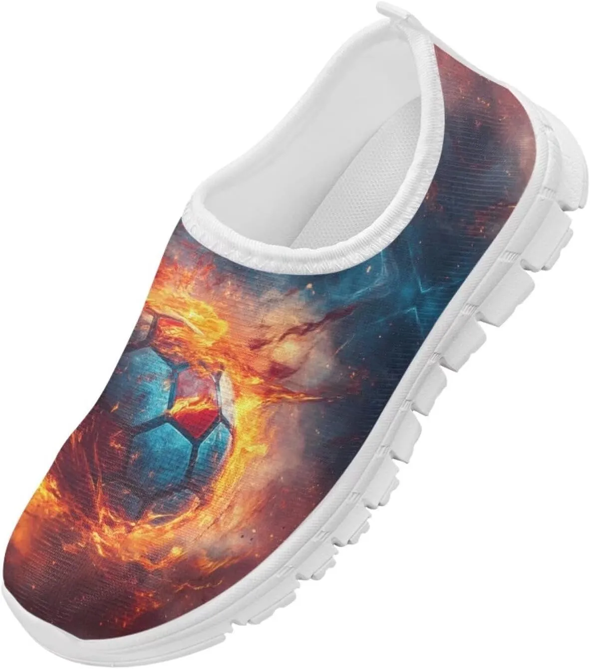 TODIYADDU Soccer Basketball Sports Lover Shoes for Boys Athletic Slip On Sneakers, White