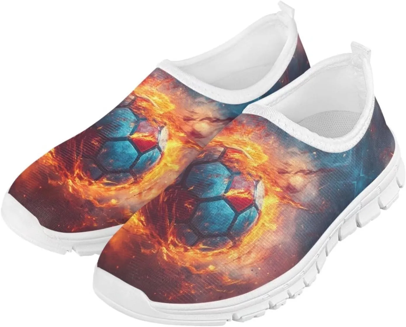 TODIYADDU Soccer Basketball Sports Lover Shoes for Boys Athletic Slip On Sneakers, White