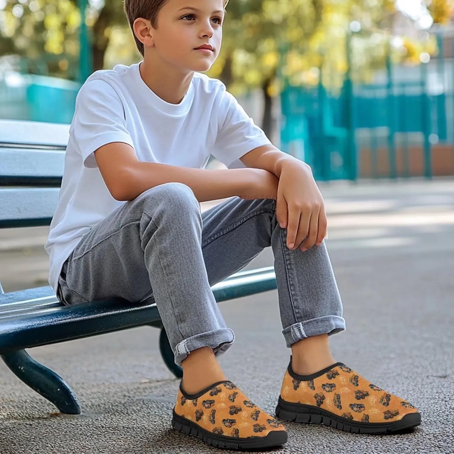 TODIYADDU Soccer Basketball Sports Lover Shoes for Boys Athletic Slip On Sneakers