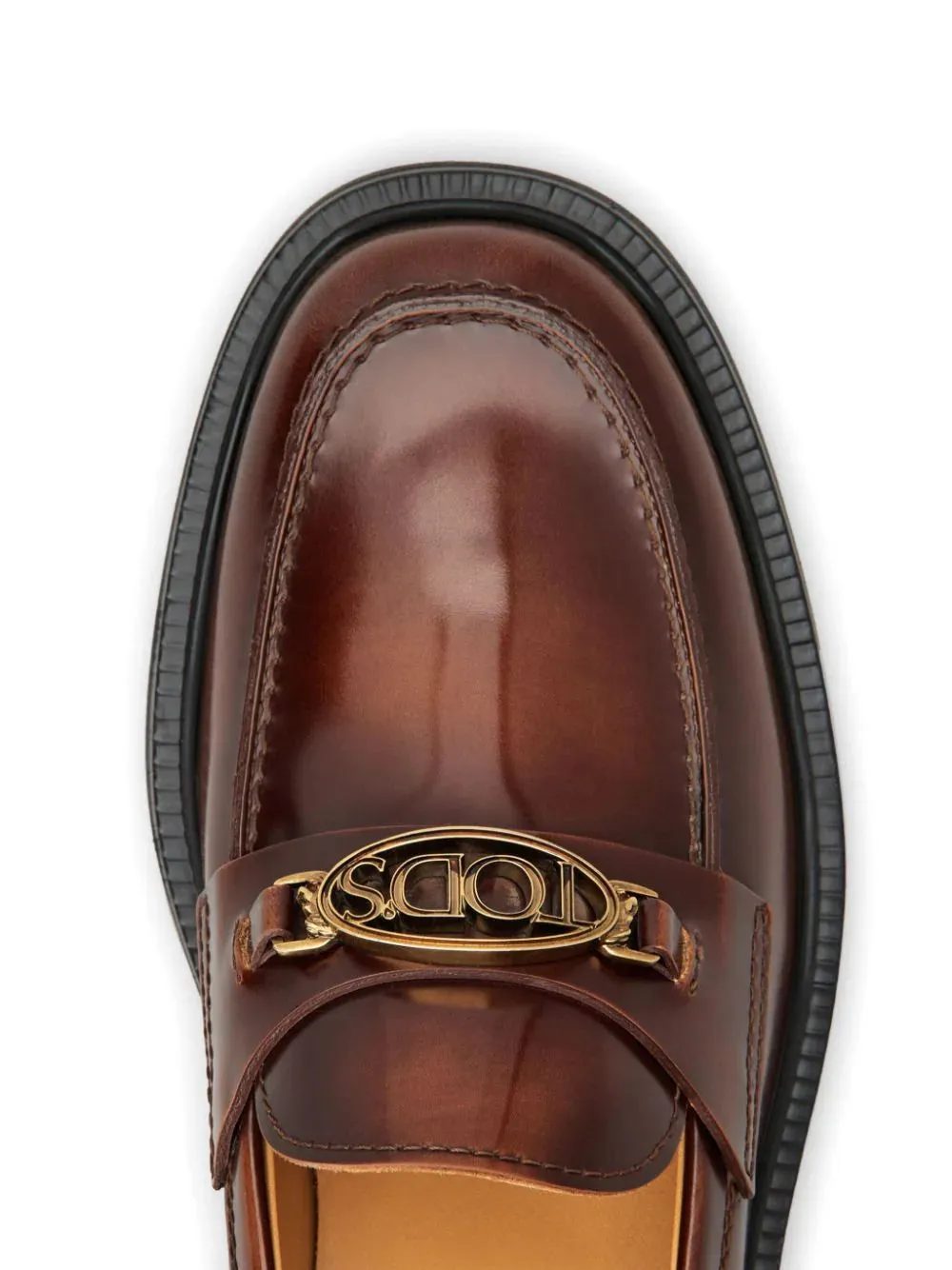 Tod's Logo Plaque Leather Loafers Brown