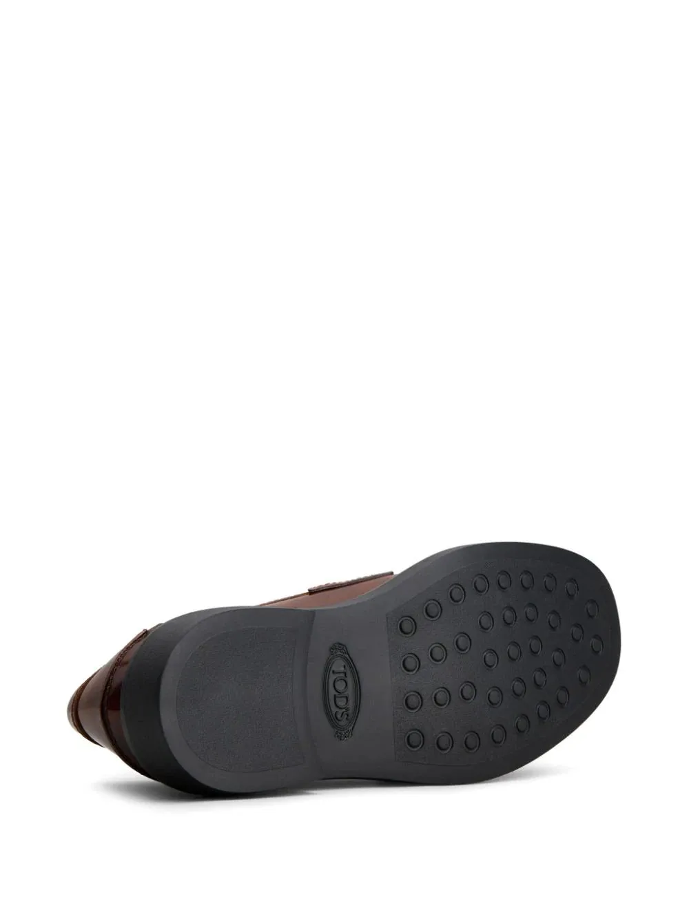 Tod's Logo Plaque Leather Loafers Brown