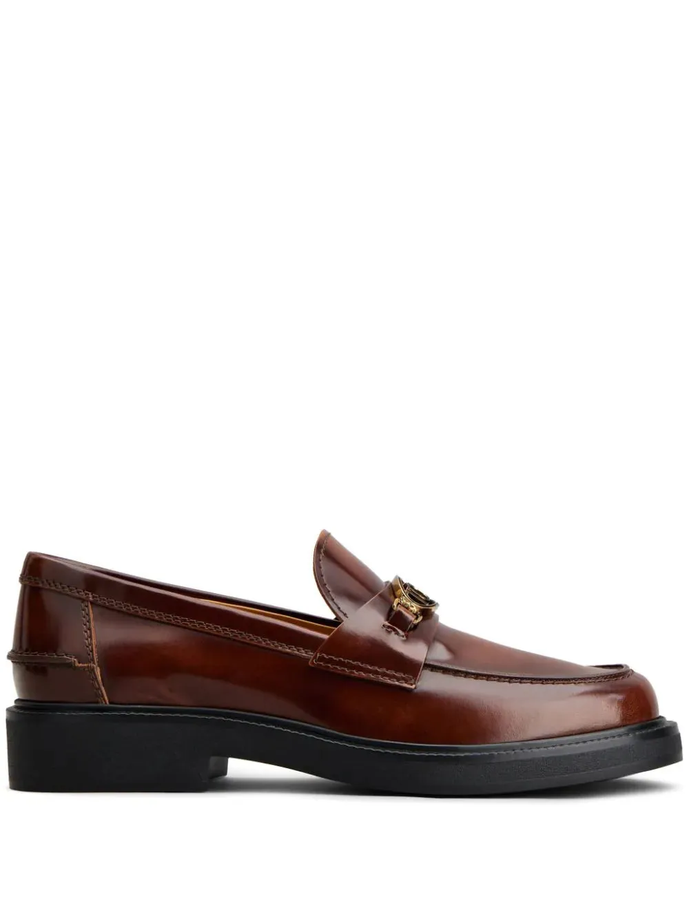 Tod's Logo Plaque Leather Loafers Brown
