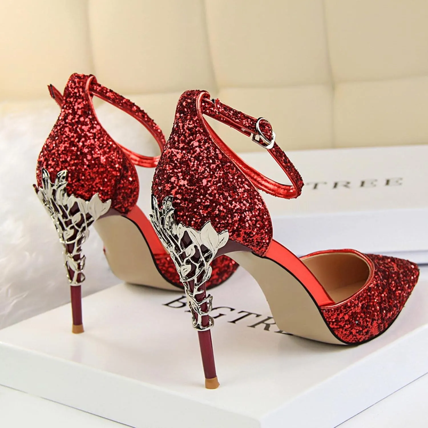Unimaglif Womens Sparkly Heeled Sandals With Ankle Strap 3 Inch Heels