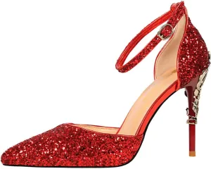 Unimaglif Womens Sparkly Heeled Sandals With Ankle Strap 3 Inch Heels