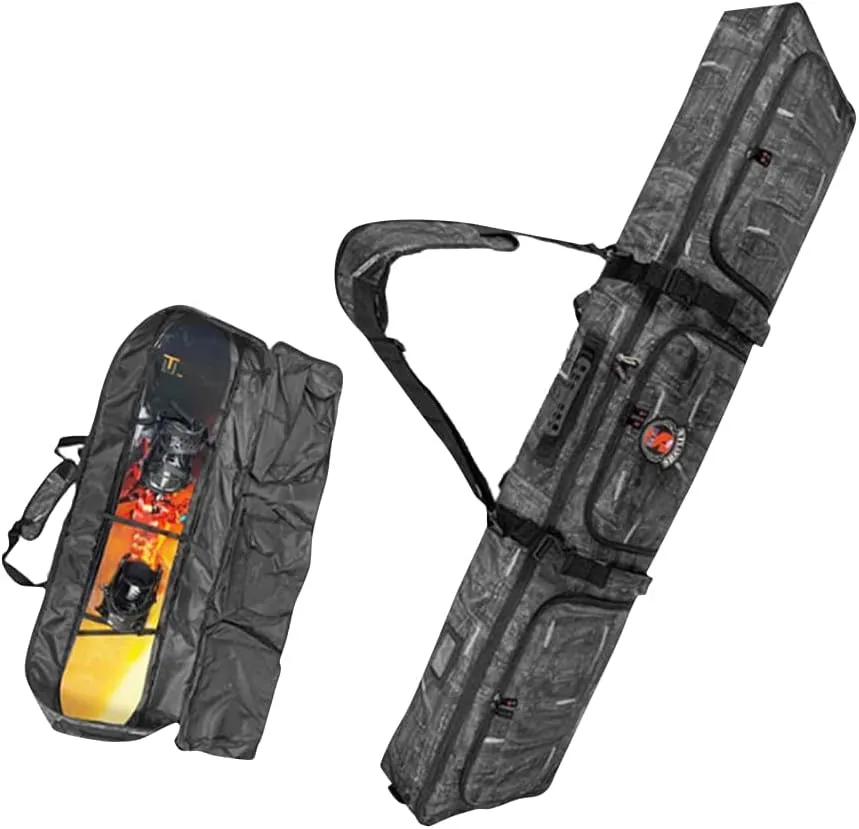 UNISTRENGH Padded Snowboard Bag with Wheels - Air Travel Bag for Board, Boots, Helmet, Clothes and Snow Skiing Gear Equipment