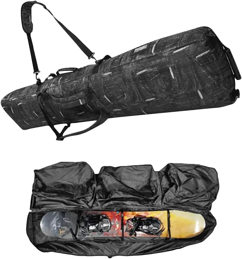 UNISTRENGH Padded Snowboard Bag with Wheels - Air Travel Bag for Board, Boots, Helmet, Clothes and Snow Skiing Gear Equipment