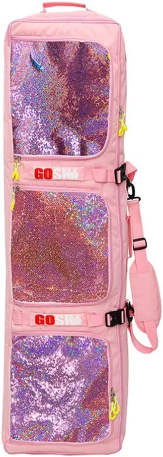 UNISTRENGH Wheeled Snowboard Bags for Air Travel, Waterproof Separate Compartment Skiing Backpack with Colorful sequins, wheels - for Snow Snowboarding-135CM
