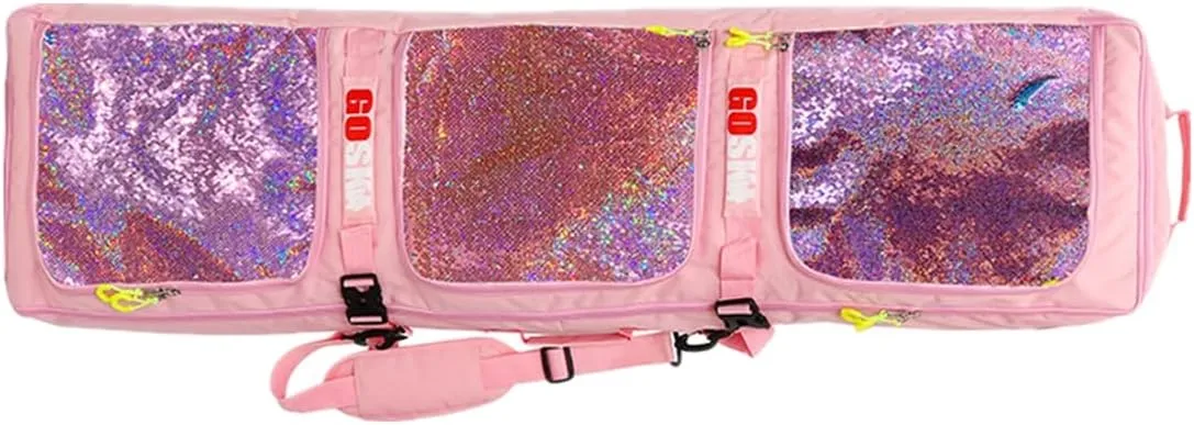 UNISTRENGH Wheeled Snowboard Bags for Air Travel, Waterproof Separate Compartment Skiing Backpack with Colorful sequins, wheels - for Snow Snowboarding-135CM