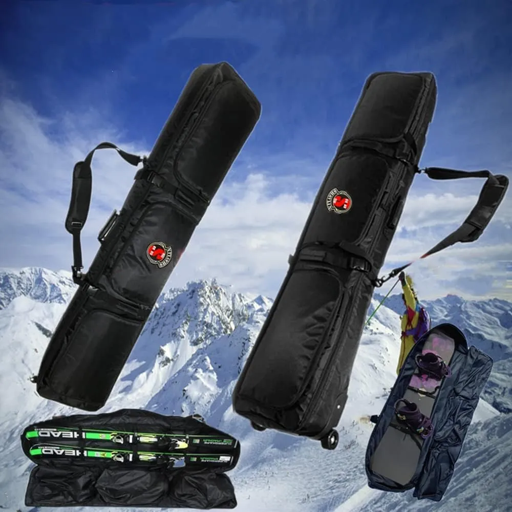 UNISTRENGH Wheelie Fully Padded Snowboard Bag - Air Travel Roller Snowboarding Carry-on Duffel Bag Storage for Board, Boots, Helmet and Snow Skiing Gear