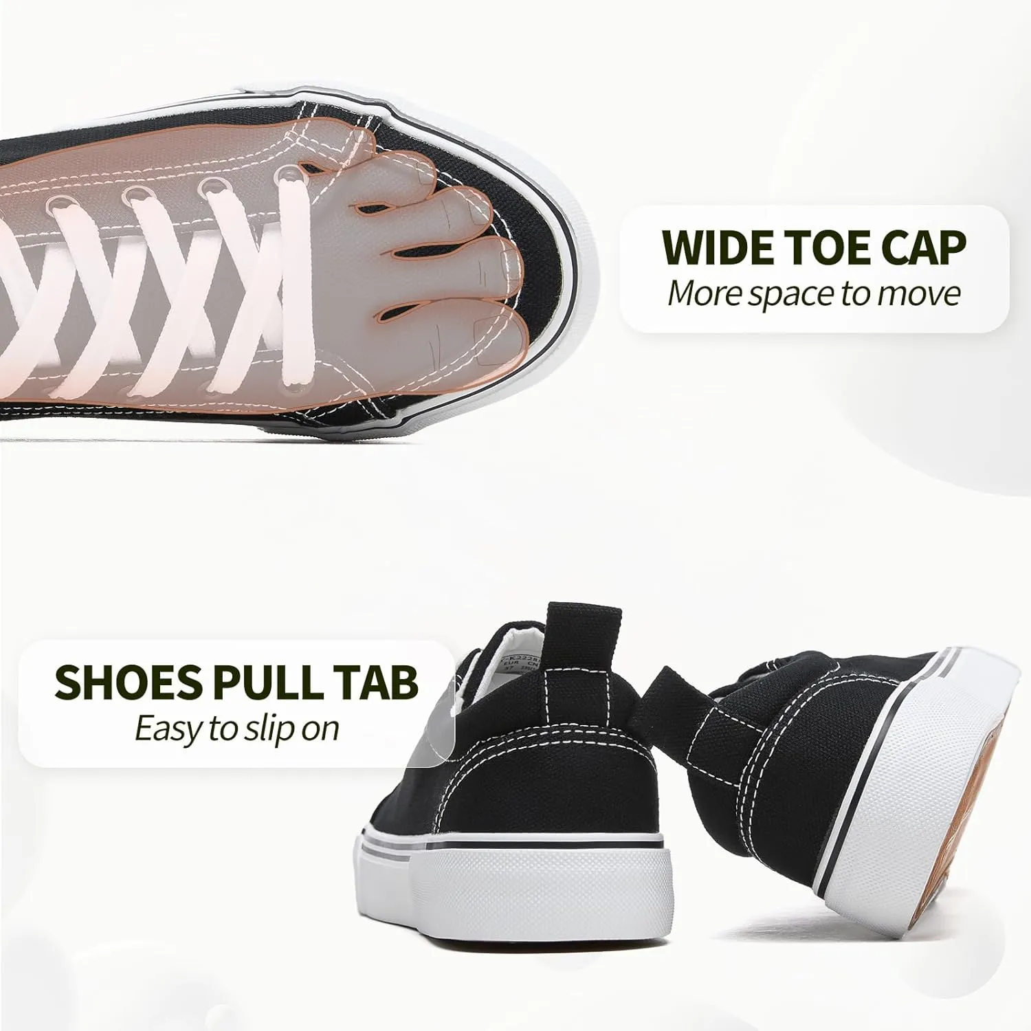 Uoidru Canvas Shoes for Women White Tennis Sneakers Womens Black Shoes Casual Comfortable Low Top Skateboard Fashion Sneakers
