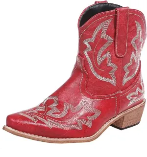 UOQAPRE Western Cowgirl Cowboy Ankle Boots for Women or Ladies,Chunky Heel Mid Calf Ankle Boots Pointed Toe Short Booties