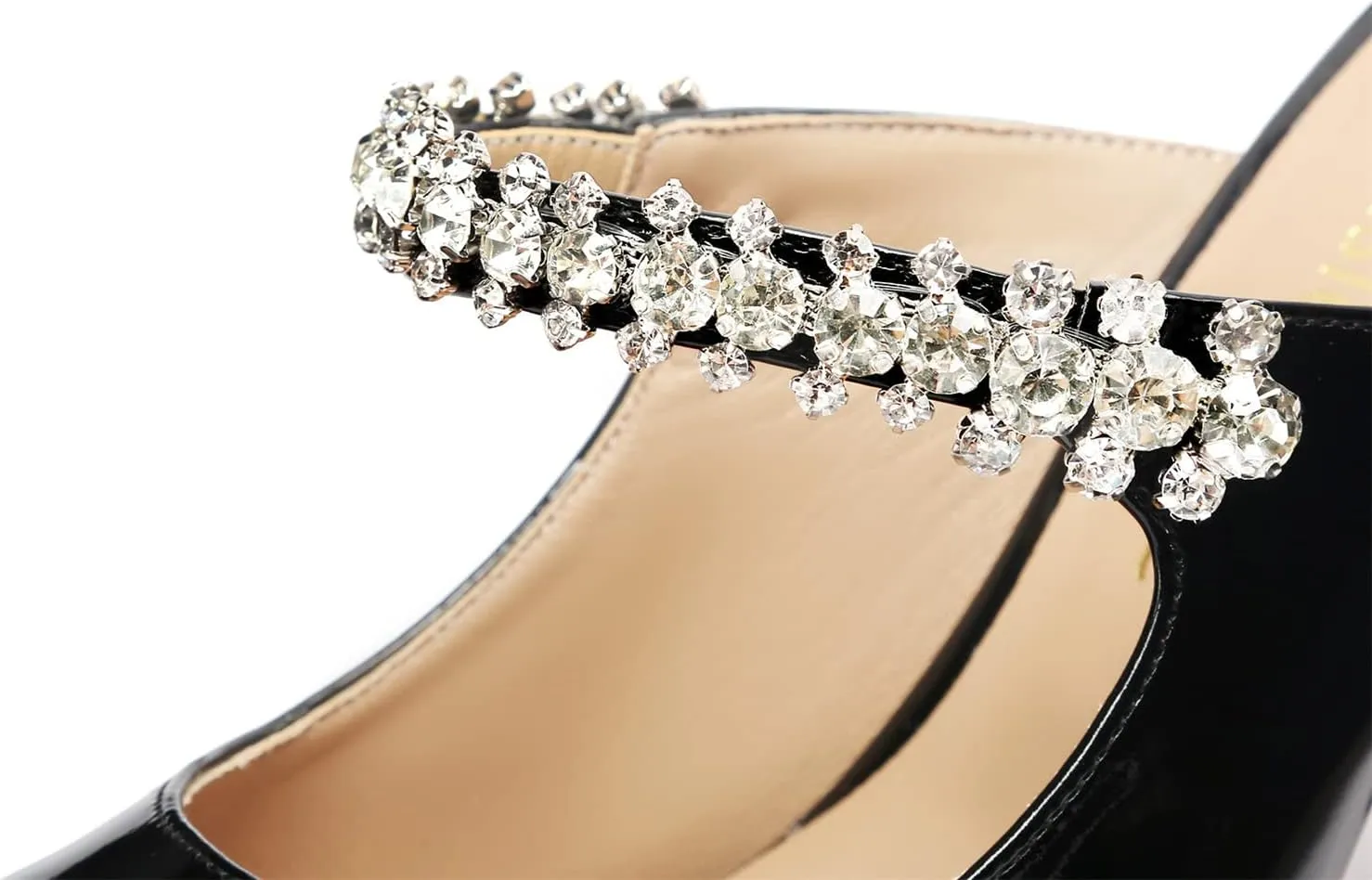 Vaslemuse Women Rhinestone Heeled Mules Pointed Toe Strappy Mule Sandals Stiletto High Heels Slip On Bridal Wedding Pumps for Women