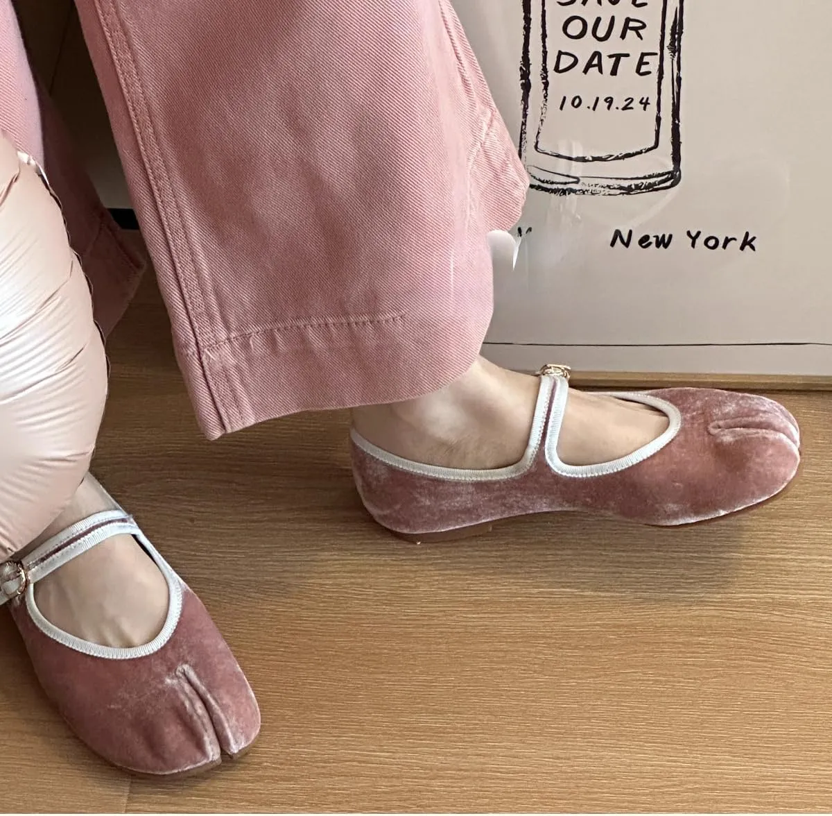 Velvet Mary Janes for Women Tabi Flats Ballet Flats Split Toe Shoes Vintage Downtown Girl Aesthetic