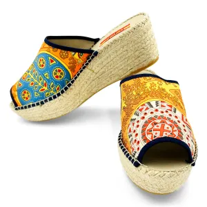 VIE Orange Modern Wedge Espadrilles