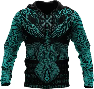 Viking Tattoo Unisex Hoodies 3D Print Norse Mythology Pullover Hooded Sweatshirt Hoodies with Big Pockets Gifts for Men