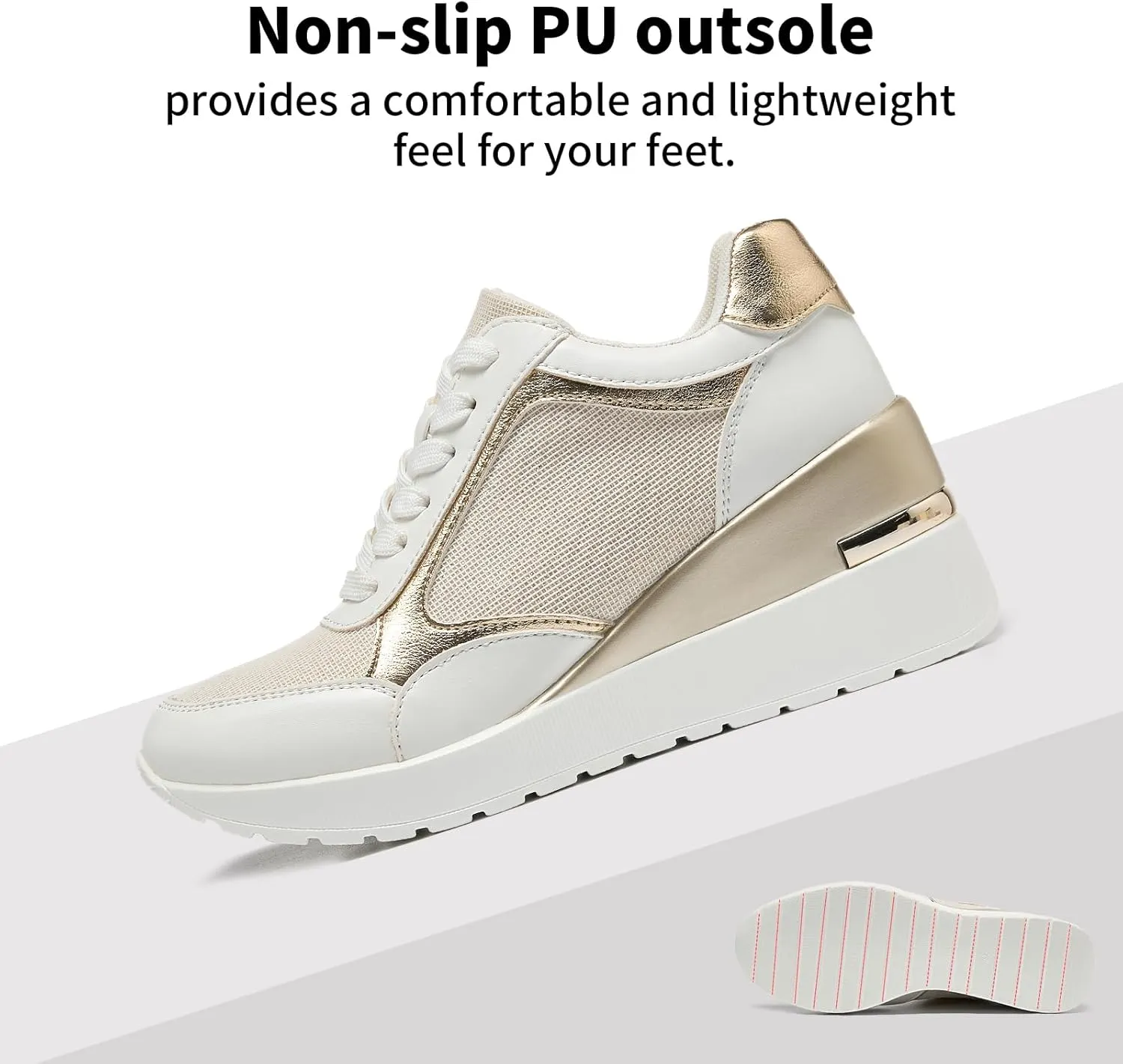 Wedge Sneakers for Women Lightweight Platform Casual Glitter Mesh Walking Shoes Non-Slip Women Fashion Sneakers