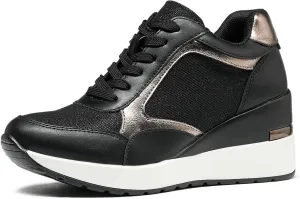 Wedge Sneakers for Women Lightweight Platform Casual Glitter Mesh Walking Shoes Non-Slip Women Fashion Sneakers