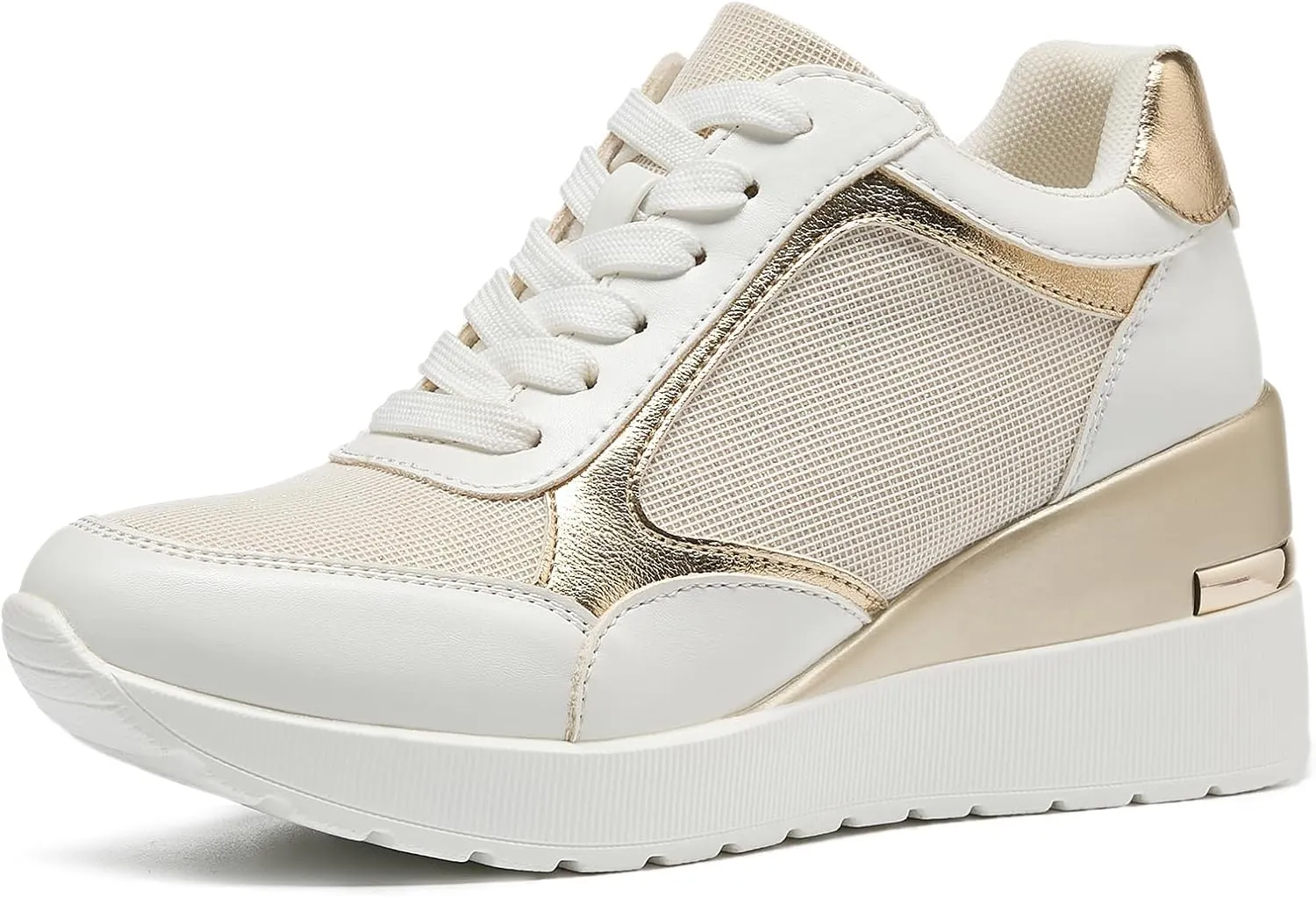 Wedge Sneakers for Women Lightweight Platform Casual Glitter Mesh Walking Shoes Non-Slip Women Fashion Sneakers