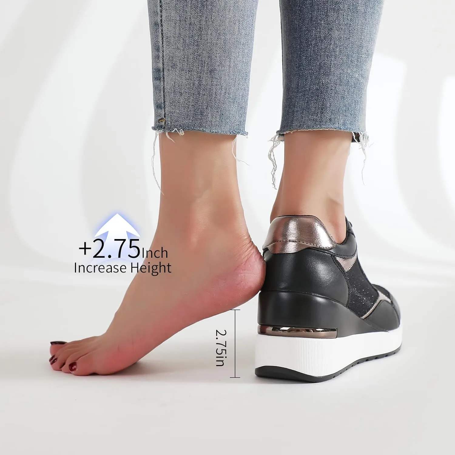 Wedge Sneakers for Women Lightweight Platform Casual Glitter Mesh Walking Shoes Non-Slip Women Fashion Sneakers