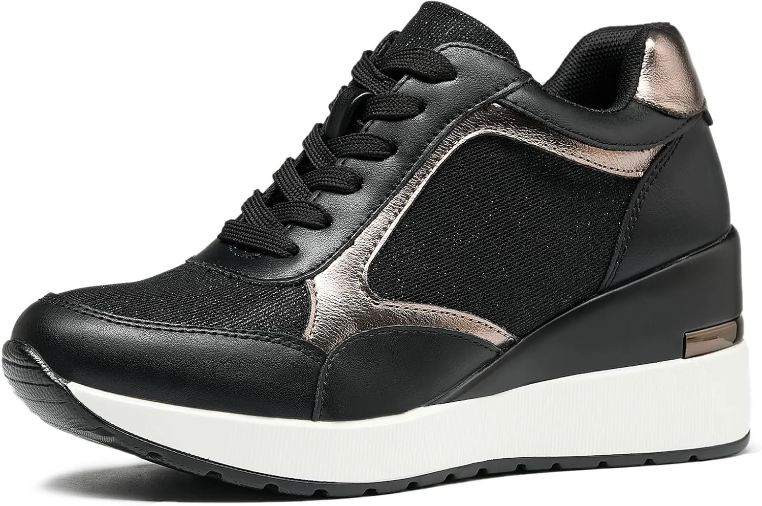 Wedge Sneakers for Women Lightweight Platform Casual Glitter Mesh Walking Shoes Non-Slip Women Fashion Sneakers
