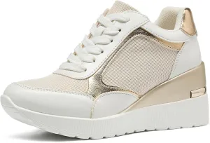 Wedge Sneakers for Women Lightweight Platform Casual Glitter Mesh Walking Shoes Non-Slip Women Fashion Sneakers