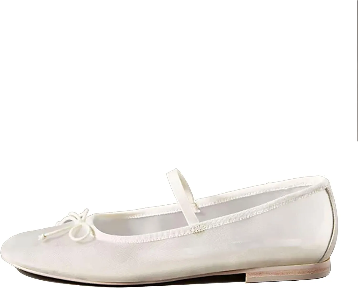 White Mesh Flats for Women Breathable Mesh Ballet Flats with Cute Bows, Dressy Fishnet Shoes with Round Toe for Comfort and Style Size 8