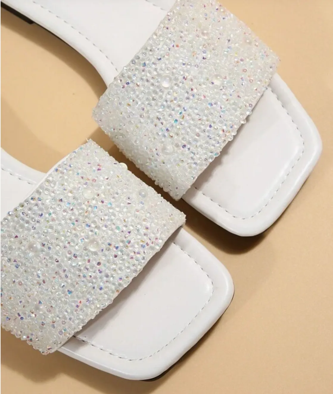 White Sparkly Flats