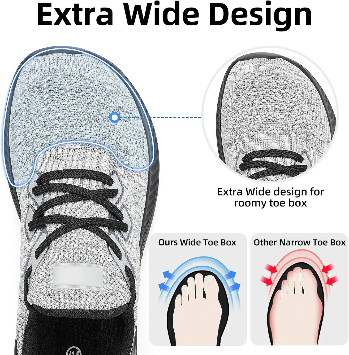 Wide Walking Shoes for Men Slip On Mens Running Shoes Tennis Shoes Lightweight Breathable Walking Sneakers Workout Gym Wide Sneakers