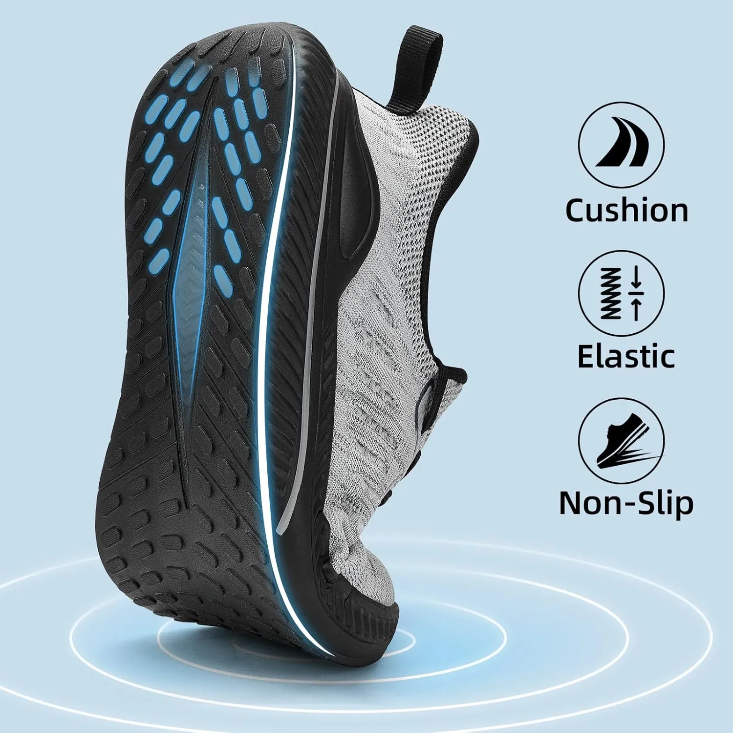 Wide Walking Shoes for Men Slip On Mens Running Shoes Tennis Shoes Lightweight Breathable Walking Sneakers Workout Gym Wide Sneakers